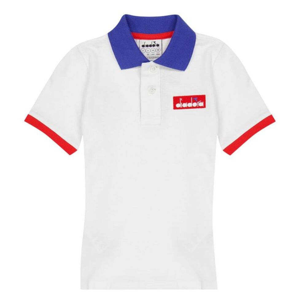 Diadora Childrens/Kids Logo Collared Polo Shirt / White/Blue/Red